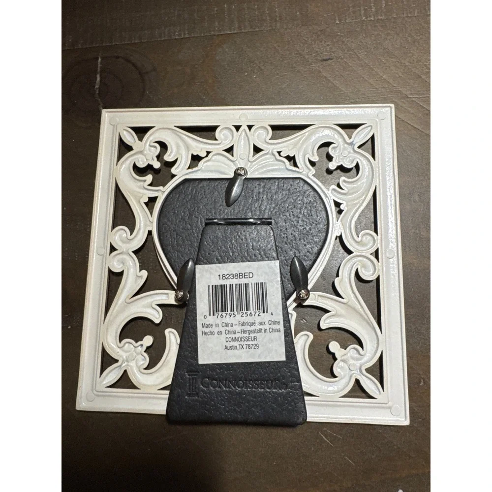 Possibilities by Connoisseur Cream Heart Scrollwork 3x3 Photo Frame 18238BED